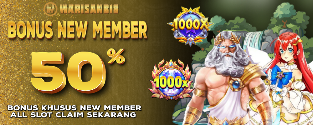 Warisan818 memberikan penawaran menarik untuk para pemain slot dengan bonus new member sebesar 50%